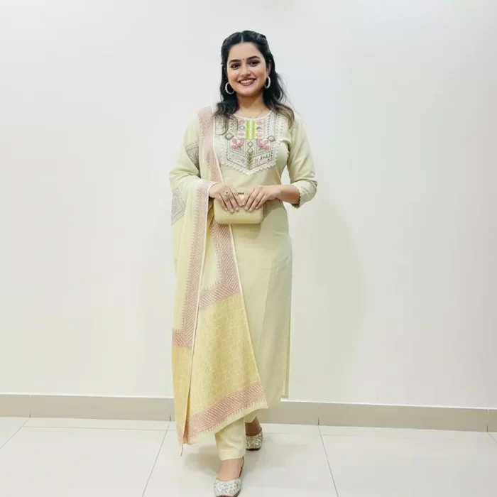 Pastel Pistachio Green Embroidered Kurta Set with Dupatta
